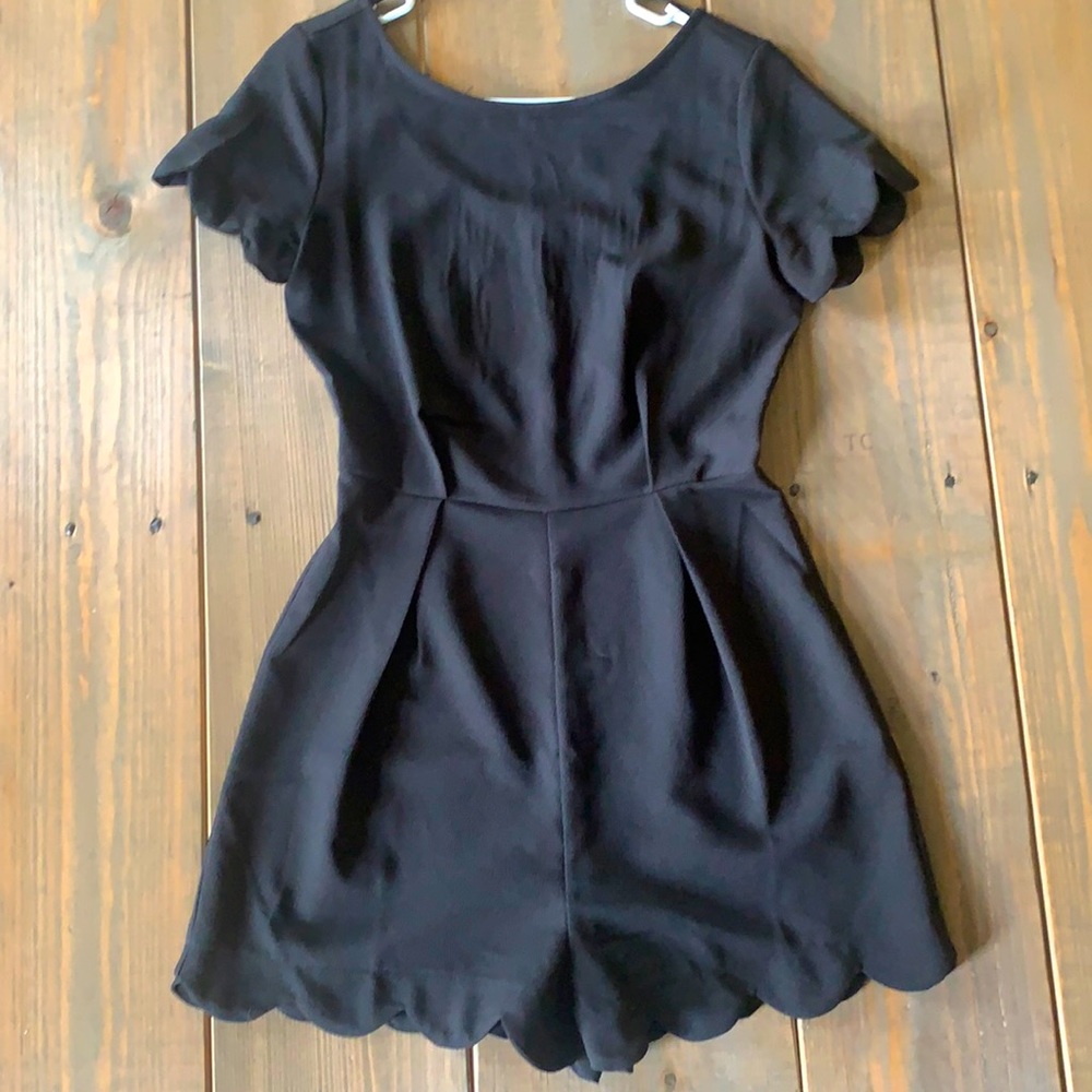 Black scalloped romper